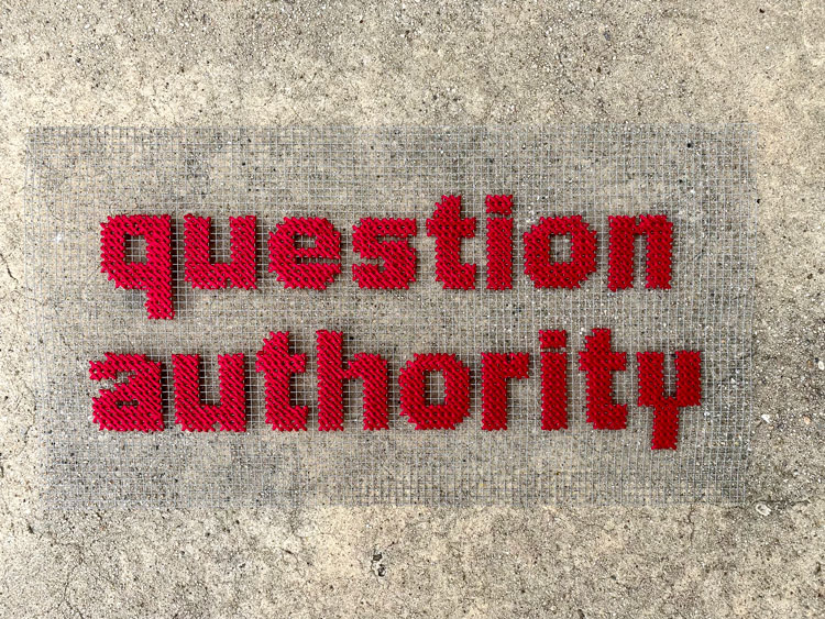 Hand embroidery on wire mesh